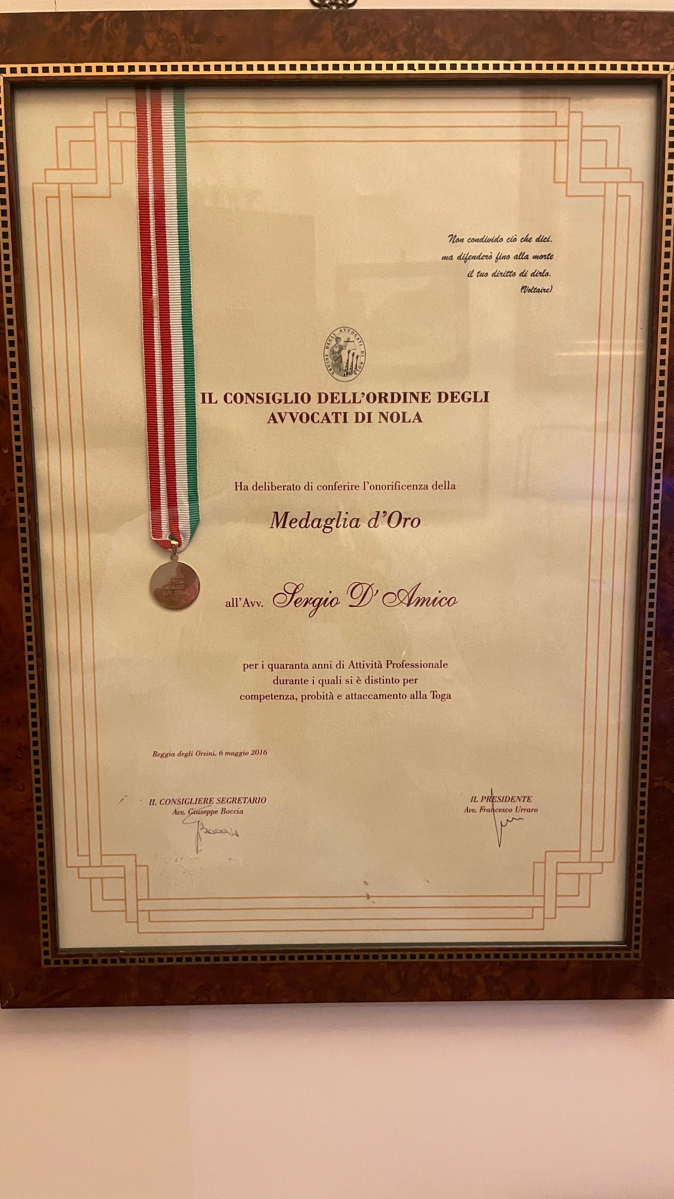 medaglia d'oro